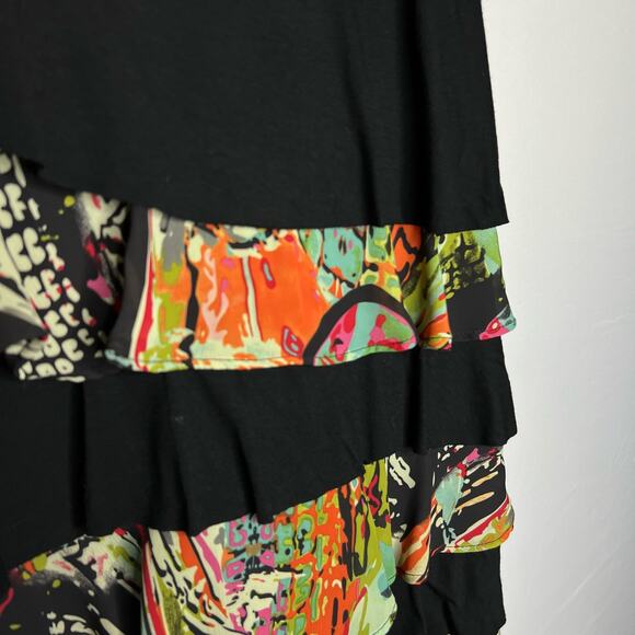 Isle Apparel | Black And Floral Tiered Dress Size Medium - Picture 4 of 5